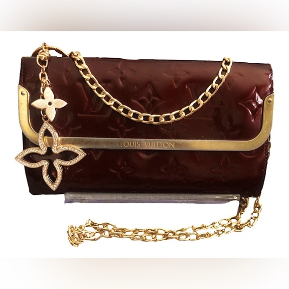 Louis Vuitton Sarah Wallet Rossmore Rouge Fauviste Vernis Portefeuille Gold Trim - Picture 1 of 16